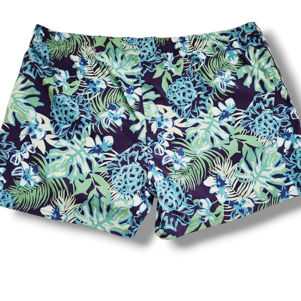 Reel Legends Men's Board Shorts Swim Trunks Blue Green Tropical Print Size 3X